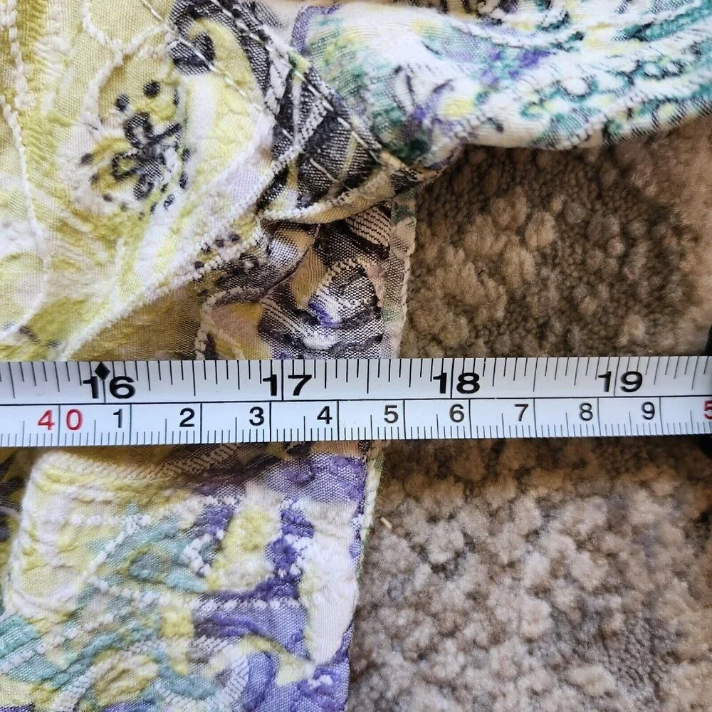 Joni B Size Small Jacket Pastel Green Purple Yellow Embroidered Button Up - Picture 4 of 6